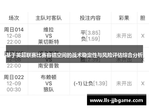 基于英超联赛比赛容错空间的战术稳定性与风险评估综合分析
